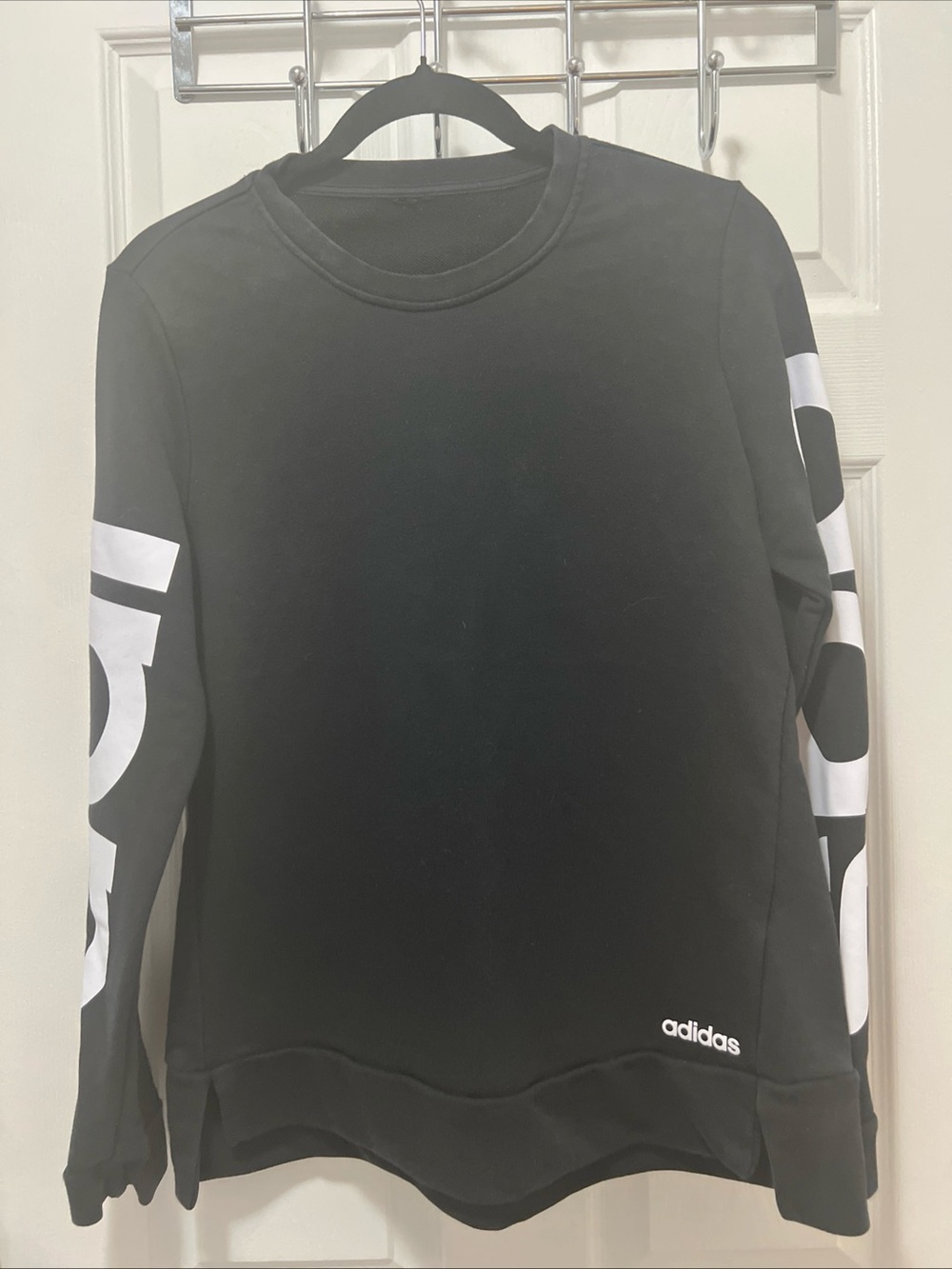 Womens Adidas Essentials Brand Black Pullover Sweatshirt  (style code DP2371)
